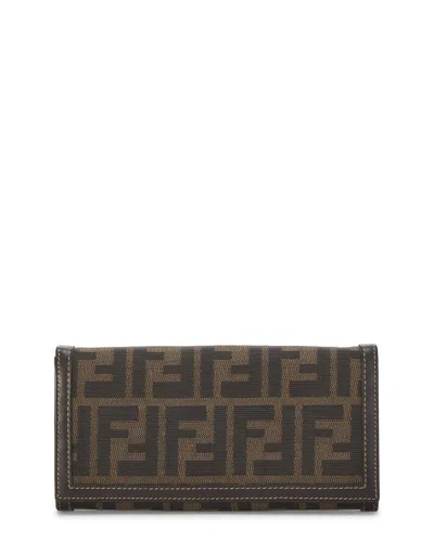 Pre-owned Fendi Brown Zucca Canvas Long Wallet (authentic Pre-loved)