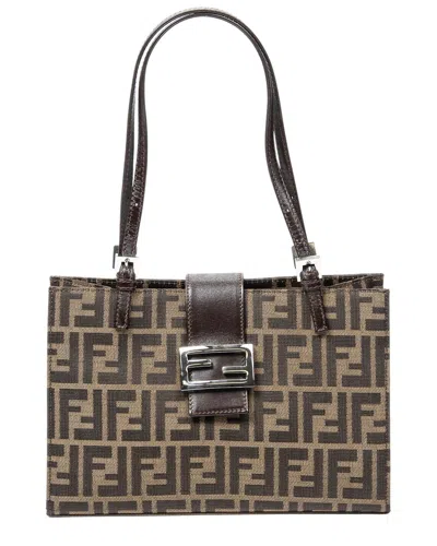 Fendi Brown Zucca Canvas Square Shoulder Tote (authentic Pre-loved) In Multi