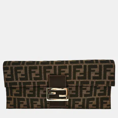 Pre-owned Fendi Brown Zucca Clutch Bag