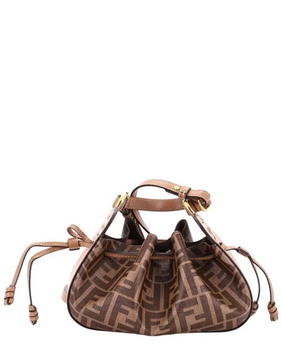 Pre-owned Fendi Brown Zucca Coated Canvas Pomodorino Bucket Bag Mini (authentic Pre-  Loved)