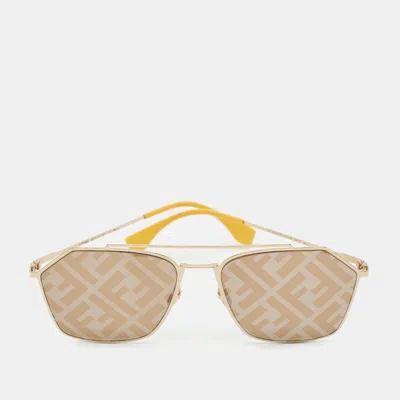 Pre-owned Fendi Brown Zucca Ffm0022/s Square Sunglasses