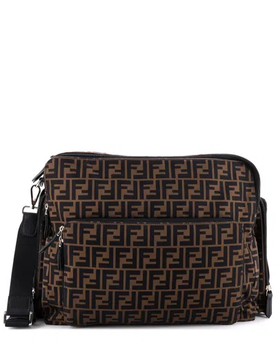 Pre-owned Fendi Brown Zucca Nylon Multipocket Diaper Changing Bag Large (authentic Pre-  Loved)