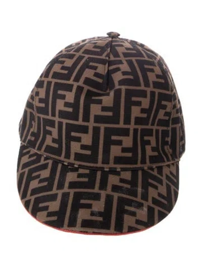 Pre-owned Fendi Brown Zucca Print Baseball Cap In Black/brown