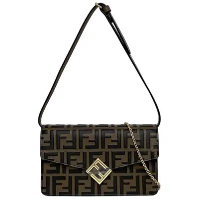 Pre-owned Fendi Brown Zucca Shoulder Bag ()