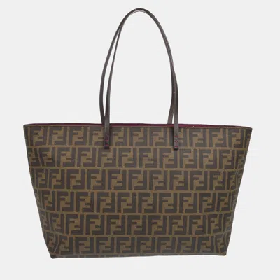 Pre-owned Fendi Brown Zucca Tote In Black