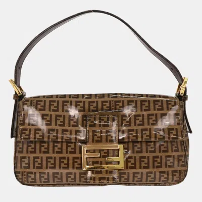 Pre-owned Fendi Brown Zucchino Baguette Handbag