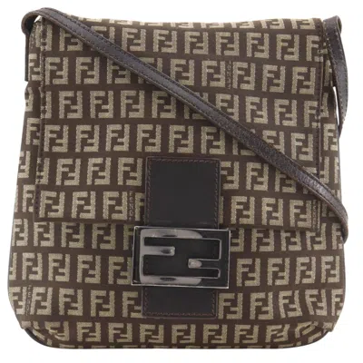 Pre-owned Fendi Brown Zucchino Canvas Shoulder Bag ()