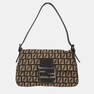 Pre-owned Fendi Brown Zucchino Handbag