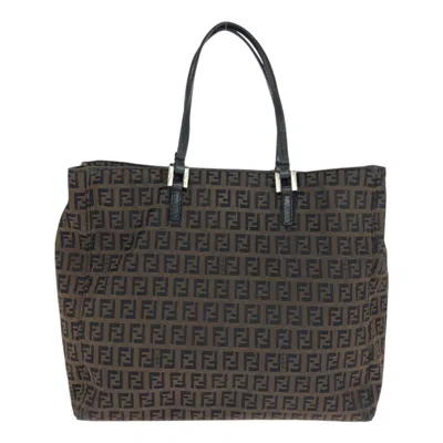 Pre-owned Fendi Brown Zucchino Leather Handbag Tote Bag ()