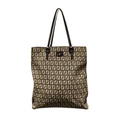 Pre-owned Fendi Brown Zucchino Leather Tote Bag ()
