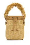 Fendi Borsa A Secchiello Mini Mon Tresor In Rafia Ricamata Donna