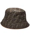 Fendi Women Bucket Hat Jacquard Ff In Brown