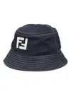 Fendi Ff-motif Denim Bucket Hat In Blue