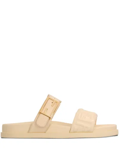 Fendi Buckle-embellished Logo Sandals In Neutral