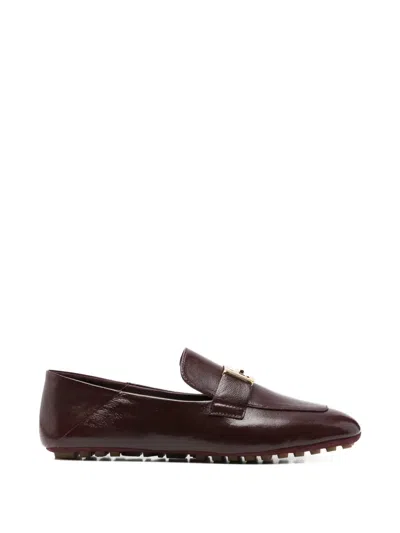 Fendi Buckle Loafers In Brown