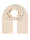 Fendi Ff Jacquard Frayed-edge Scarf In Beige