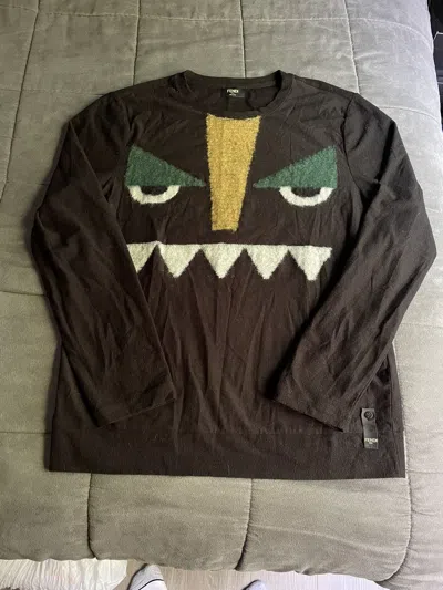 Pre-owned Fendi Bug Eyes Wool Sweater In Black