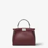 Fendi Women Peekaboo Mini Leather Crossbody Bag In Burgundy