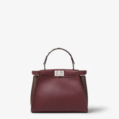 FENDI FENDI BURGUNDY AND BROWN PEEKABOO MINI BAG