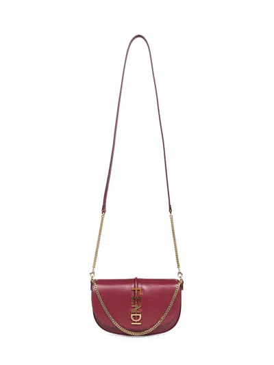 Fendi Burgundy Graphy Wallet On Chain Wallet In Red