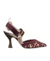 Fendi Burgundy Ff Fabric High-heeled Slingbacks In Multi