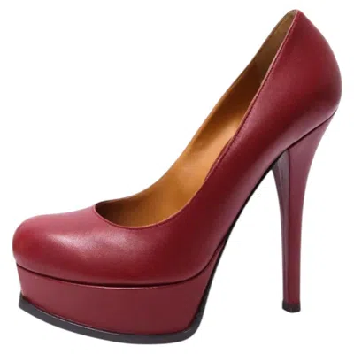 Pre-owned Fendi Burgundy Leather Platform Stiletto Pumps - 38.5 In Red