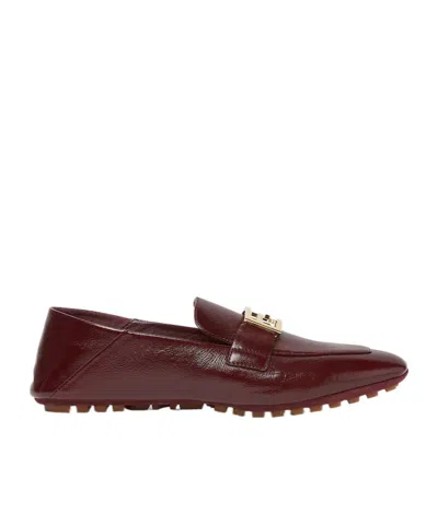 Fendi Burgundy Nappa Leather Loafers In Red