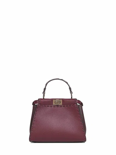 Fendi Burgundy Peekaboo Mini Handbag In Purple