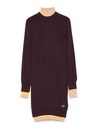 Fendi Burgundy Polyamide Polyurethane Dress