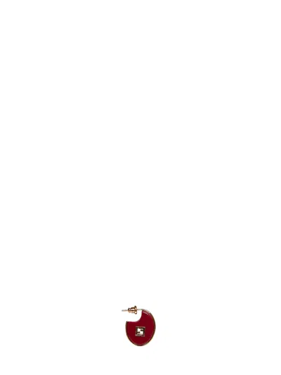 Fendi Burgundy Resin  Forever Oval Hoop Earrings In Red