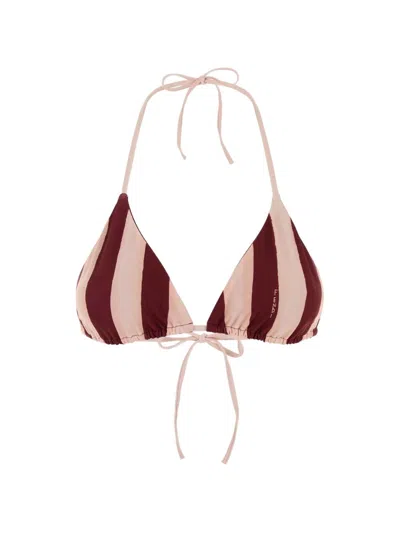 Fendi Burgundy Striped Bikini Top