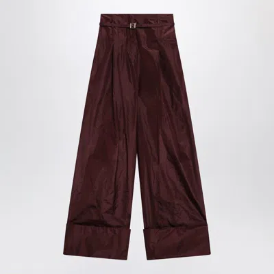 Fendi Burgundy Taffeta Trousers In Brown
