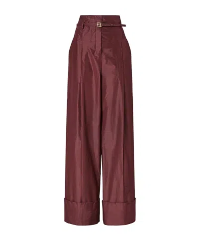 FENDI FENDI TAFFETA LOGO PLAQUE WIDE-LEG TROUSERS