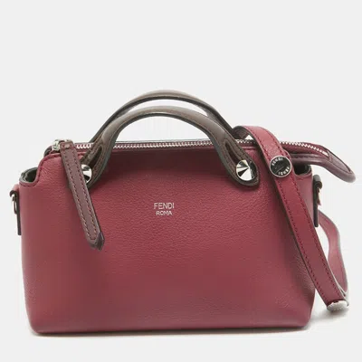 Pre-owned Fendi Burgundy/brown Leather Mini By The Way Shoulder Bag