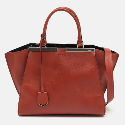 Pre-owned Fendi Burnt Red Leather Medium 3jours Tote