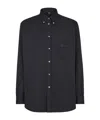 Fendi Button Collar Long-sleeved Denim Shirt In Black