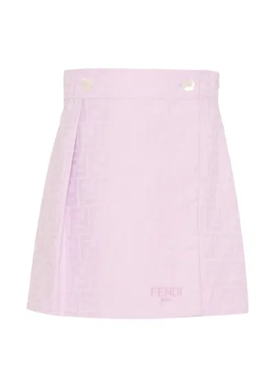 Fendi Button-embellished Pattern Skirt In Purple