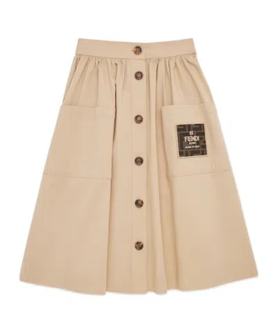 Fendi Button Mid-length Skirt In Nude