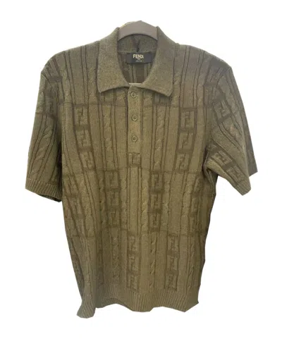 Fendi Button Short Sleeve Polo Shirt In Brown