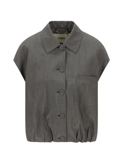 Fendi Buttoned Jacket In Gray