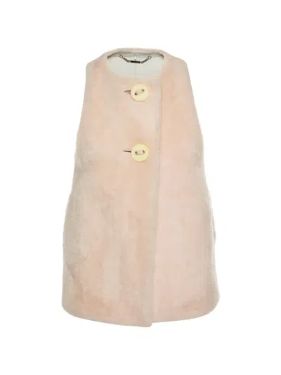 Pre-owned Fendi Buttoned Shearling Gilet In Pink