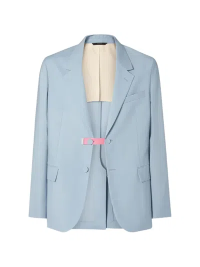 Fendi Button-fastening Blazer In Blue