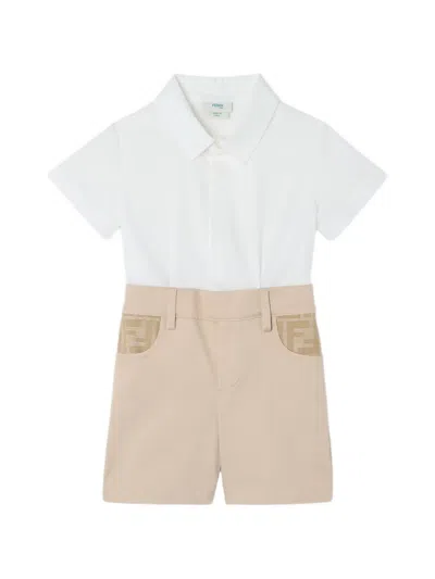 Fendi Babies' Button-fastening Shorts Set (set Of Two) In White