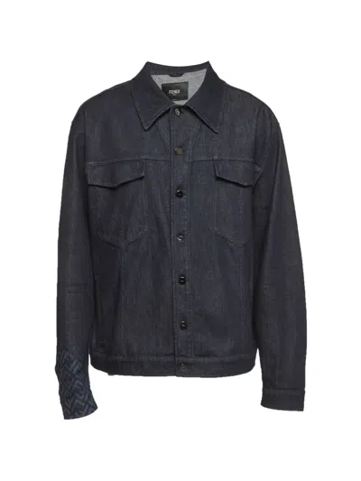 Pre-owned Fendi Button-front Denim Jacket In Blue