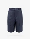 Fendi Cotton Blend Bermuda Shorts With Ff Detail In Blue