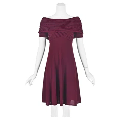 Pre-owned Fendi By Karl Lagerfeld 2006 Burgundy Wool Knit Dress With Portrait Collar, Us S In Red
