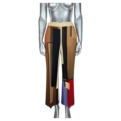 Pre-owned Fendi By Karl Lagerfeld Fall 2015 Runway Graphic Trousers In Black