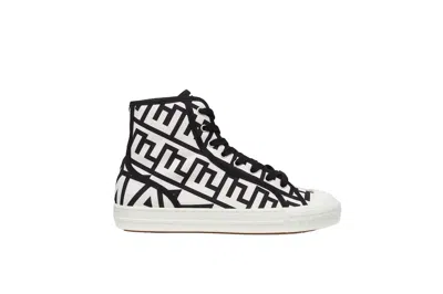 Pre-owned Fendi By Marc Jacobs Domino High-tops Black White Canvas In White/black