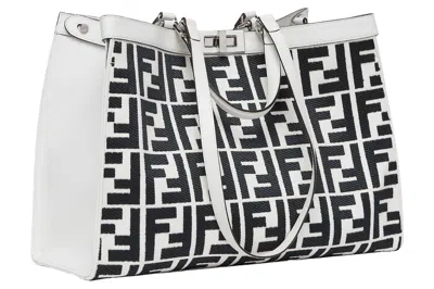 Pre-owned Fendi By Marc Jacobs X-tote White Canvas Shopper With Ff Embroidery
