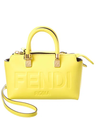 Fendi By The Way Boston Mini Leather Shoulder Bag In Yellow